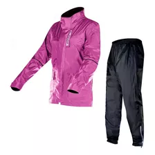 Capa De Chuva Ls2 Moto Fluxus Feminina Preta Rosa Nylon