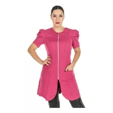 Jaleco Feminino Zíper Manga Curta Bufante Conforto Casual