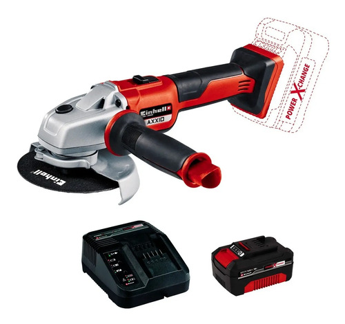 Amoladora Angular Inalambrica Einhell Axxio + Starter Kit 4a Rojo