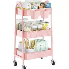 Carrito Organizador Multiusos 3 Niveles Con Ruedas-rosa