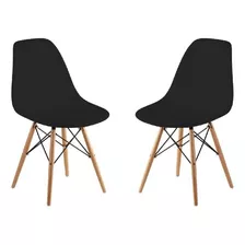 Kit 2 Cadeiras De Jantar Charles Eames Cor Preta Cor Da Estrutura Da Cadeira Preto