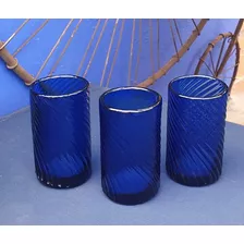 6 Vasos Azules Murano Años 70s Hechos A Mano Impecables