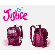 Mini Mochila Justice Velvet Terciopelo Color Vino 100% Orig