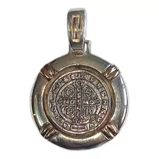 Medalla Con El San Benito Plata 925 Y Oro 18k 2.8 Cm