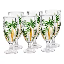 Conjunto 6 Taças De 450ml Cristal Wolff Palm Tree Coqueiros