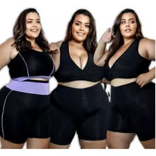 Conjunto Para Academia Feminina Plus Size Kit3 Roupa Fitness