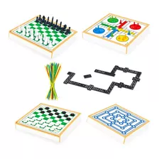 Tabuleiro Jogos Xadrez Damas Ludo Trilha Domino Pega Vareta