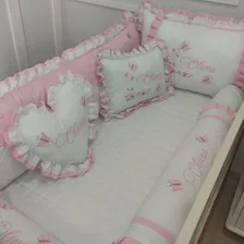 Enxoval Completo Para Menina Rosa Personalizado Borboleta 