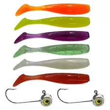 Kit Isca Artificial Shad 7.5 Cm 8 Pçs Robalo Tucunaré Traira