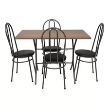 Conjunto Mesa 1,10mt Cozinha Preta Craqueado Com 4 Cadeiras