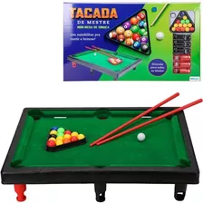 Bilhar De Mesa Sinuca Snooker Portátil Tacos E Bolas 32x25cm