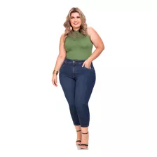 Calça Cropped Cintura Alta Plus Size Fact Jeans L163