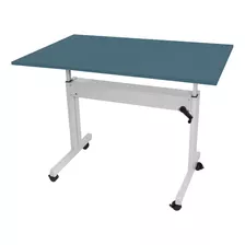 Mesa Ergonômica Para Trabalho Estudo Tampo Azul Secreto Wp