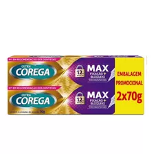 Kit Ultra Corega Max Fixaçao + Bloqueio Creme S/ Sabor 2x70g