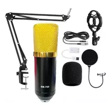 Kit De Microfono Condensador Bm700 Con Pedestal De Mesa
