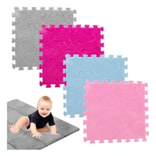 Tapete Con Alfombra Modular Infantil Rompecabezas 10pc 30x30 Color Rosa Claro