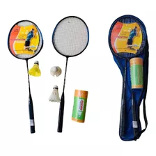 Kit 2 Raquetes Badminton 3 Petecas E Bolsa