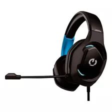 Auriculares Gamer Negros Y Luz Led Azul Micrófono Pc C/mute Color Negro