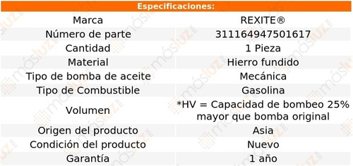 1-bomba Aceite Hv Chevrolet Del Ray 8 Cil 4.6l 57 Rexite Foto 2