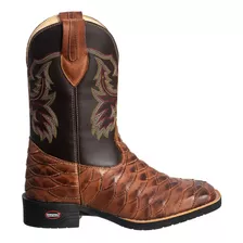 Bota Texana Masculina Bico Quadrado Escamada Couro Legítimo