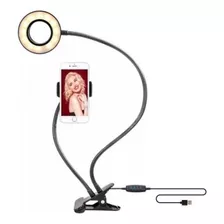 Ring Light + Suporte Celular Selfi Luminaria Abajur Youtuber Cor Preto