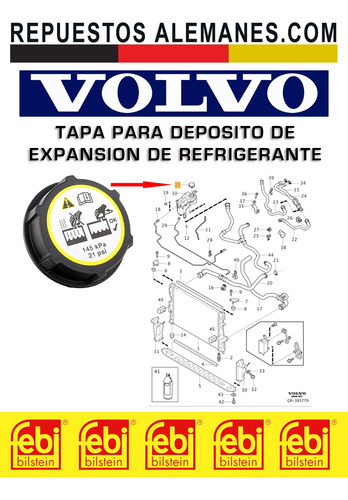 Tapa Depsito De Expansin Refrigerante Volvo S40 S60 S80 Foto 2