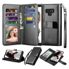 Funda Para Galaxy Note 9, Negro/billetera/correa/cuero