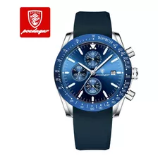 Reloj De Lujo Para Hombre Poedagar Azul Modelo 988 Color Del Bisel Silver Blue