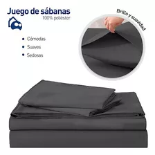 Juego De Sabanas Matrimonial 100% Poliéster Microfibra 4 Pz Color Negro