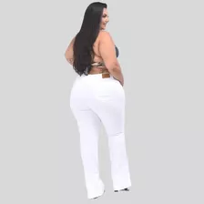 Calça Feminina Flare Branca Plus Size Enfermagem Hospital