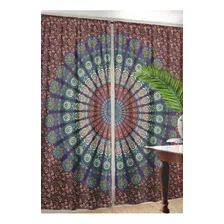 Mandala De Pavo Real Cortinas De Ventana Indio Drapeado Balc