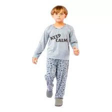 Pijama Infantil Manga Longa Menino Malha Inverno 10 A 16anos