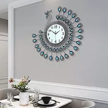 Reloj De Pared Grande De Pavo Real Silencioso Sin Tictac, F