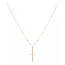 Corrente Cordão 70cm E Pingente Crucifixo De Ouro 18k 750