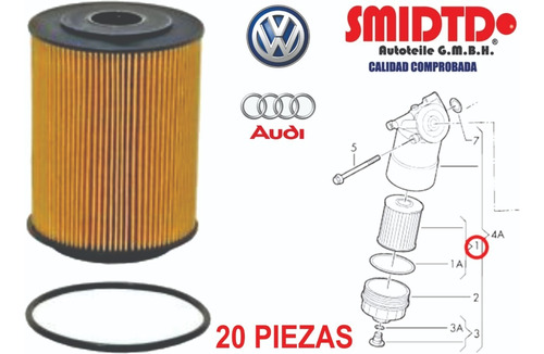 20 Filtros De Aceite De Cartucho Audi S8 Quattro 4.2l 01-02 Foto 4