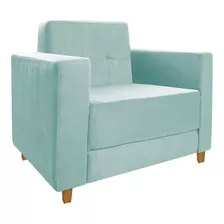 Poltrona Decorativa Denver Suede Azul Tiffany - Adj Decor