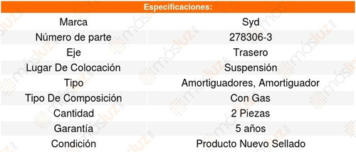 2 Amortiguadores Suspension Gas Trasero Van 84-89 Foto 3