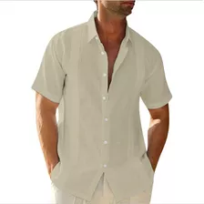 Camisa Guayabera De Manga Corta Para Hombre, Casual, Playa C