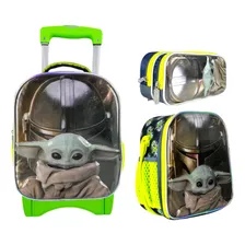 Baby Yoda Combo Mochila Kínder Carro Llantas Kit Original Star Wars Mandalorian