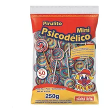 Kit Com 10 Pacotes Pirulito Mini Psicodélico Santa Rita C/50