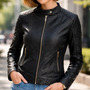 Jaqueta Casaco Feminino Couro Blusa Inverno Frio Impermeável Preto M