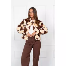 Tapado Saco Mujer Dama Estampado Campera Corderito Bifas