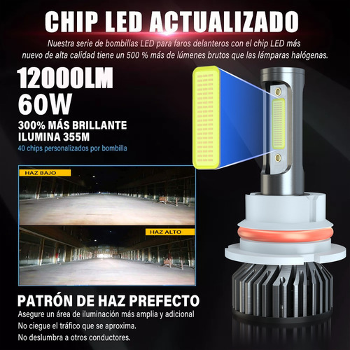 Canbus 9007 Para Chrysler Kit De Faros Led De Haz Alto/bajo Foto 4