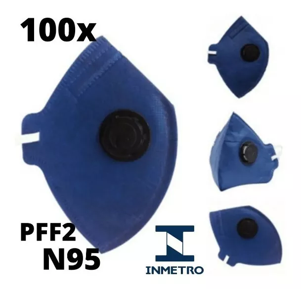 Caixa C/100 Unid - Mascara Pff2 C/ Val. Proteção Resp. Azul