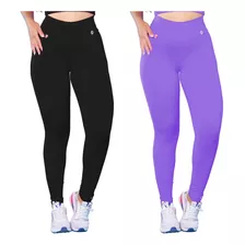 Kit 2 Calças Legging Feminina Poliamida Academia 