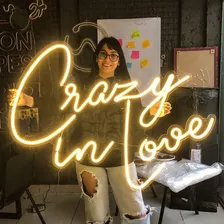 Luminária Letreiro Neon Led Crazy In Love 120 X 90 Cm Cor Branco Quente 110v/220v