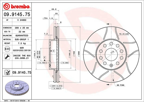 Disco De Freno/ Vw Jetta Tdi 2011 A 2014 Delantero Ventilado Foto 2