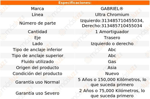 (1) Amortiguador Tra Ultra Chromium Gas Der O Izq Cx-7 07/12 Foto 2