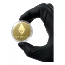 2 Moedas Física Ethereum Eth Criptomoeda Ouro Colecionador