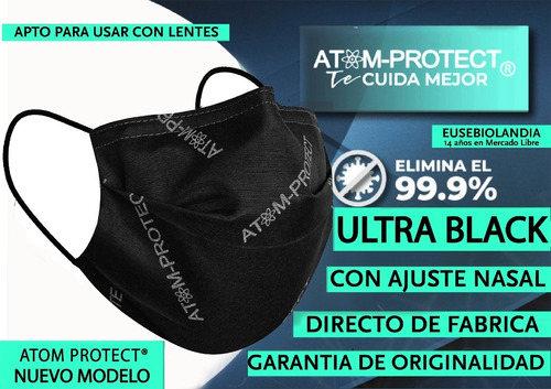 Barbijo Atom-protect® Conicet Negro Ajust.nasal Entrega Ya  